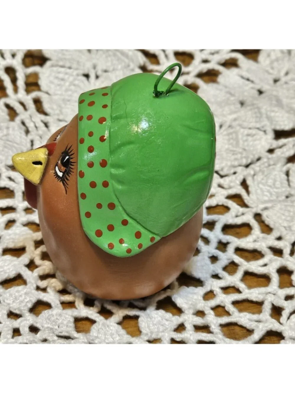Unique HTF Ceramic Anthropomorphic  Pilgrim Turkey W/ Bonnet Ornament Vintage